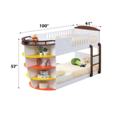 Neptune Wooden Twin Over Twin Storage Bunk Bed in White and Chocolate